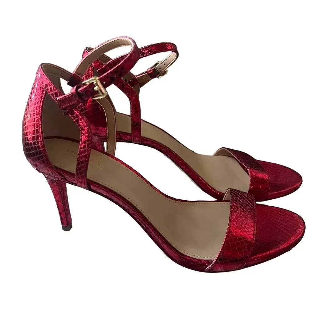 Michael Kors Red Leather High Heels Women’s 8 NEW